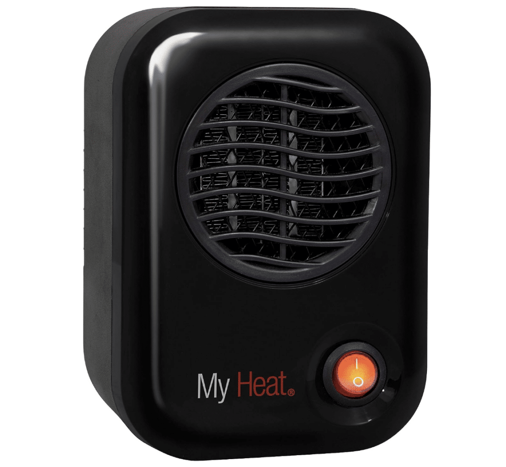 a black square heater with a round vent